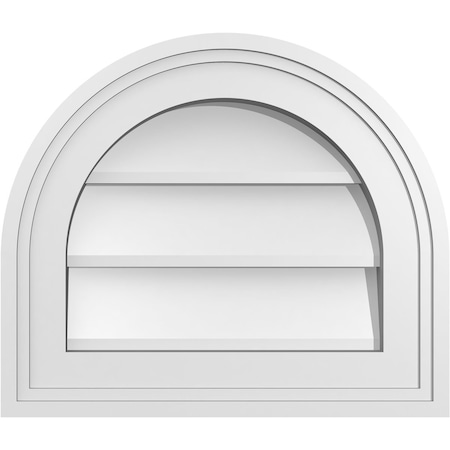Ekena Millwork Round Top Surface Mount PVC Gable Vent w/ 2"W x 1-1/2"P Brickmould Frame, 14"W x 12"H GVPRT14X1202SN